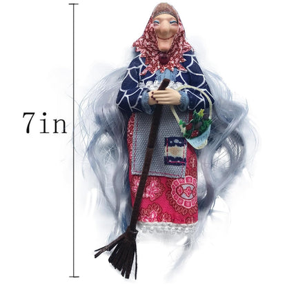 Handmade Kitchen Witch Doll, Good Luck Cooking Dolls Hanging Ornament, Unique Home Decor Figure on Broomsticks for Cooks, Festive Lucks Charm Decoration for Culinary Enthusiasts(C)