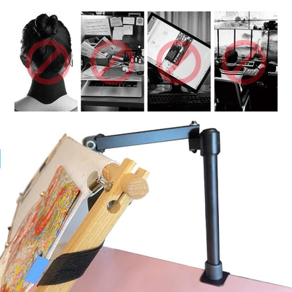 Metal Needlework Frames Stand Adjustable Rotated Embroidery Holder Hands Free Cross Stitch Scroll Frame Lap Table Clamp Embroidery Frame Stand for Needlepoint Supplies