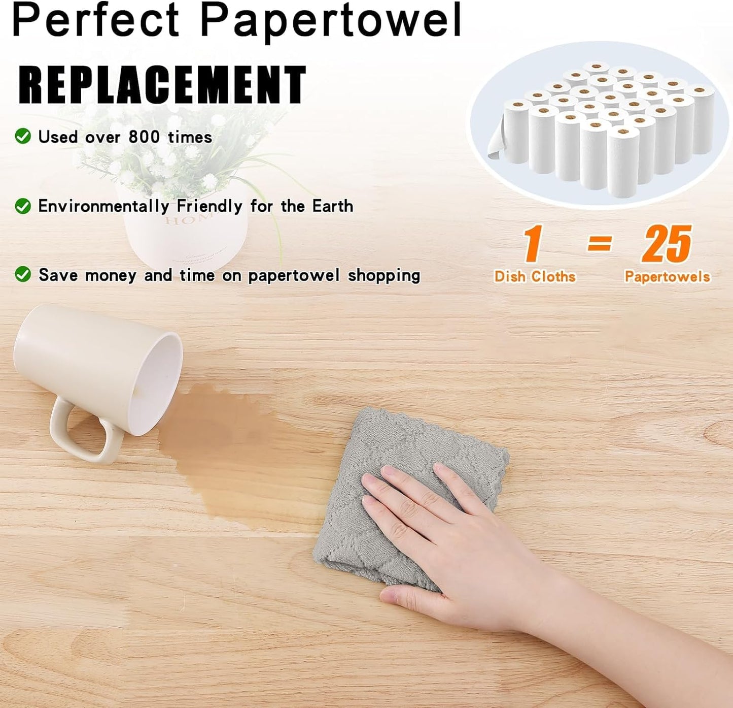 24 Pack (10 10 Inches, Homaxy Kitchen Dish Cloths x Grey), Super Soft and Absorbent Coral Velvet Dish Towels, Nonstick