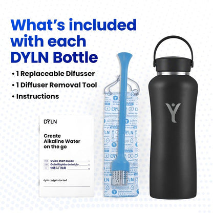 DYLN Hydrogen Water Bottle | Create Hydrating Alkaline Hydrogen-Rich Water Up to 9 pH | Vacuum Insulated Stainless Steel Water Bottle | Keeps Water Cold for 24 Hours | 32 oz, Crimson Red