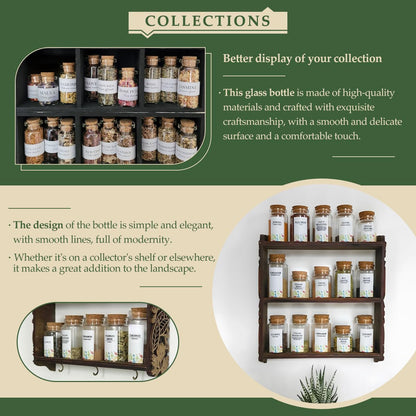 9-Pack 1.7 oz (50 ml) Glass Bottles with Cork Stoppers – for Spell Bottles, Spice Jars, DIY Party Favors, Travel Memories & Plant Propagation – Empty Recyclable Containers for Crafts, Kitchen,Décor