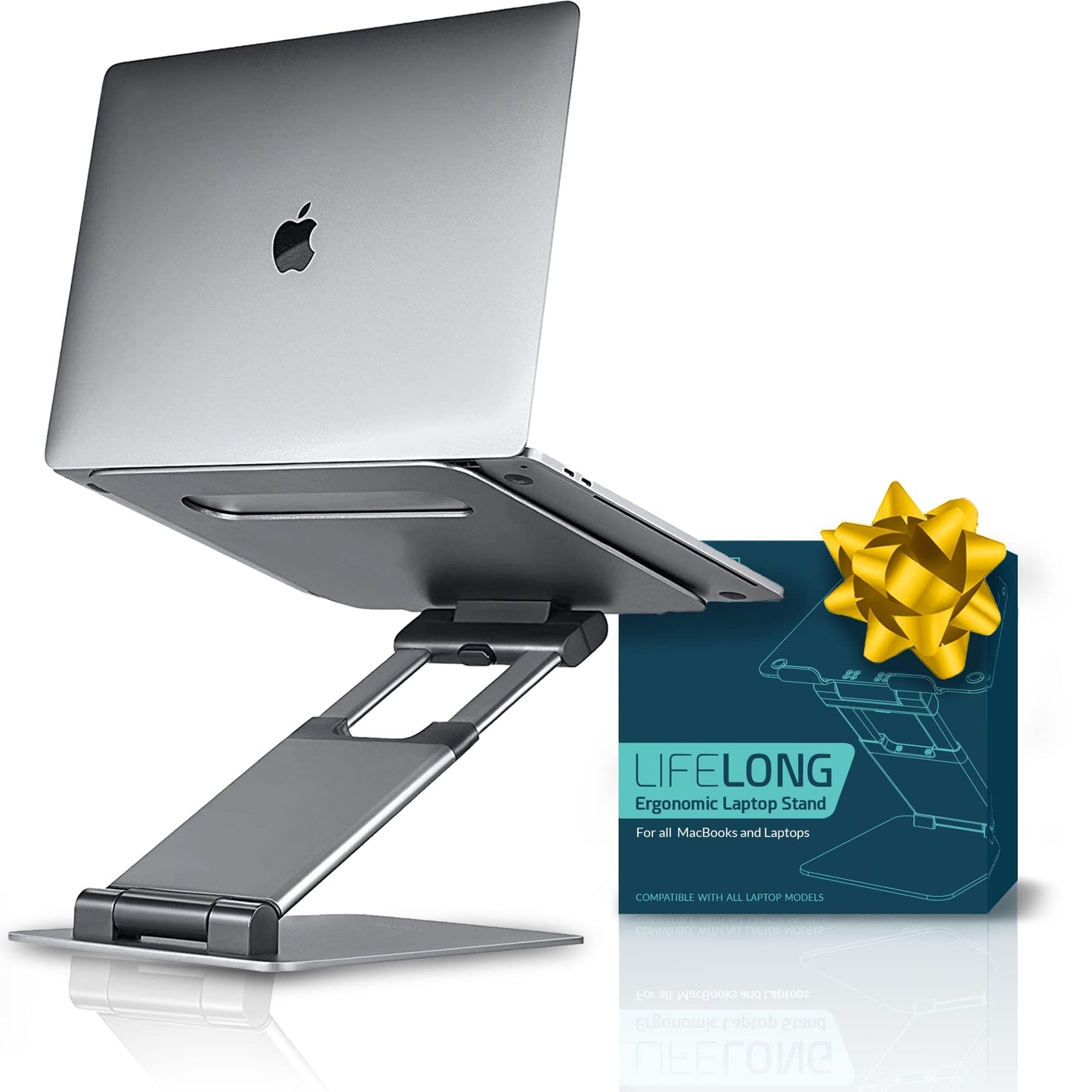 Ergonomic Laptop Stand for Desk, Adjustable Height Up to 20", Portable Computer Laptop Riser, Fits All MacBook, Laptops 10 15 17 Inches, Lap top Holder Desk Stand, Gift for Men Women