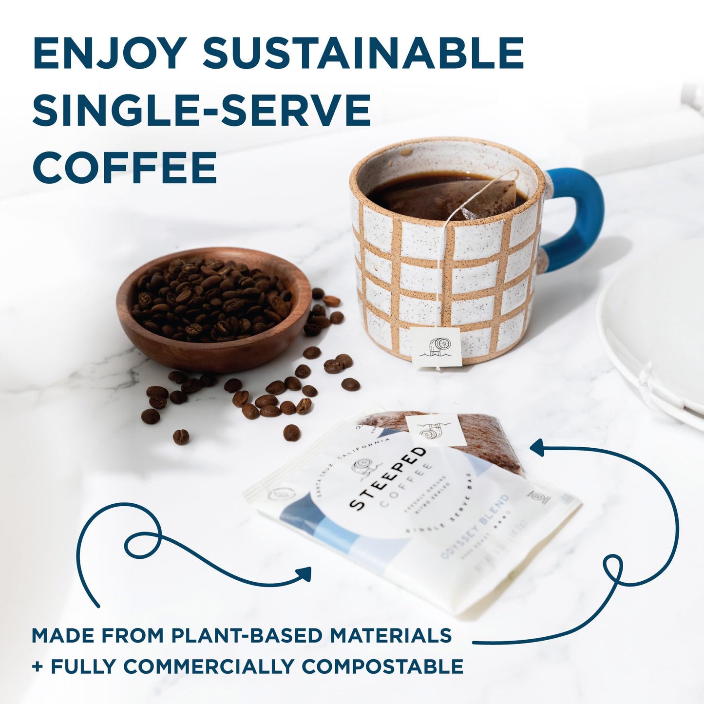 Steeped Coffee Single-Serve Packs - Just + Water - Direct Trade, Hand Roasted & Freshly Ground, Specialty Grade - Nitro Sealed (Eventide Decaf (Swiss Water Process), 8 Count (Pack of 1))