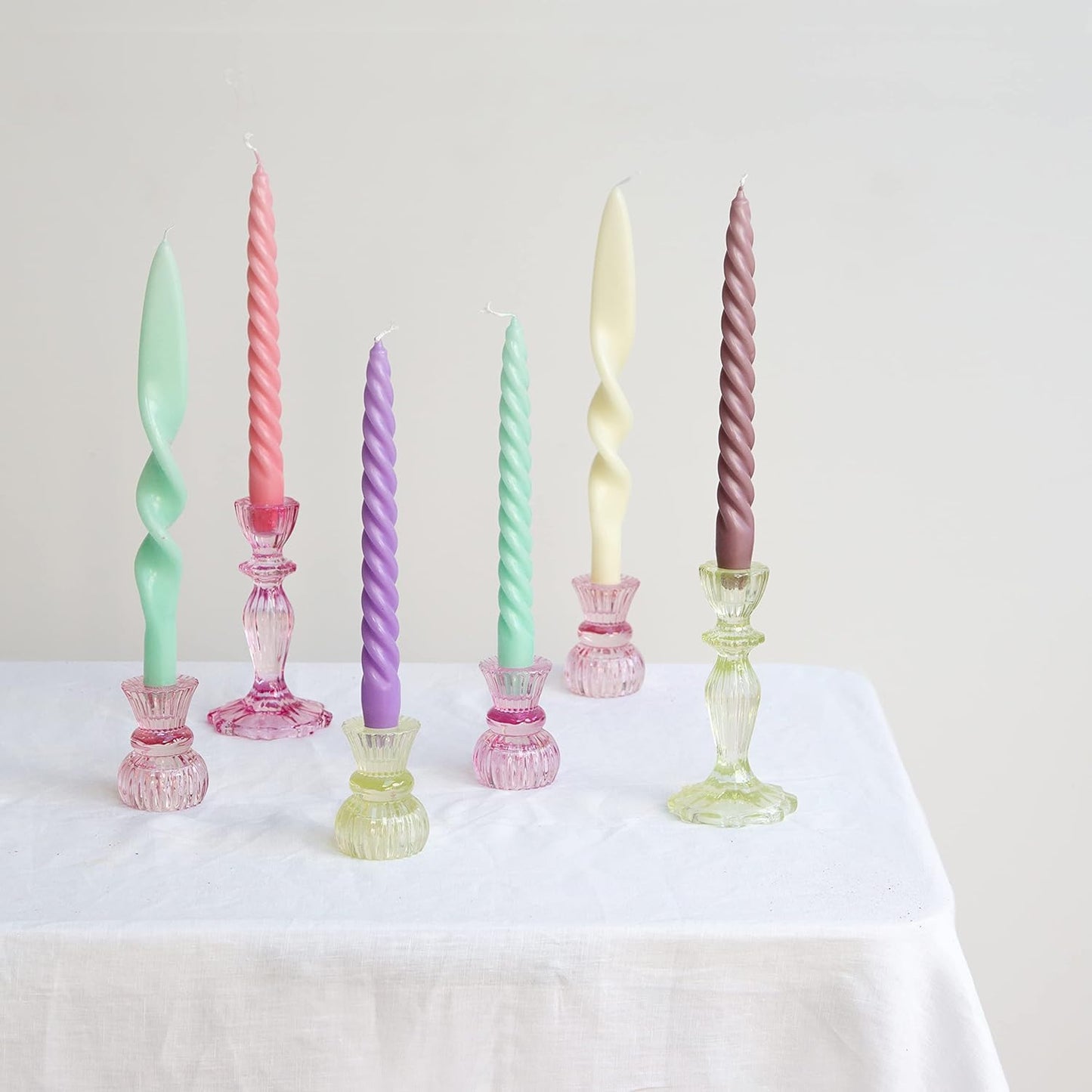 4pack, Italian Spiral Twisted Tapered Dinner Candles, Ideal Valentines Day Gift, Tabling Tables, Pink and Orange