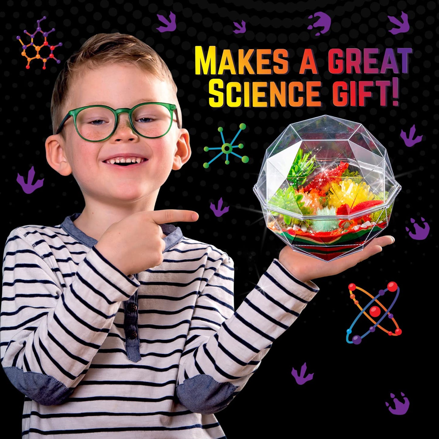 Original Stationery Dinosaur Crystal Growing Kit - Multicolor, 17-Piece, Ages 7 & Up - DIY Science Terrarium Kit with Moss & Dino Figures - Grow Your Own Crystals - Boys Birthday Gifts