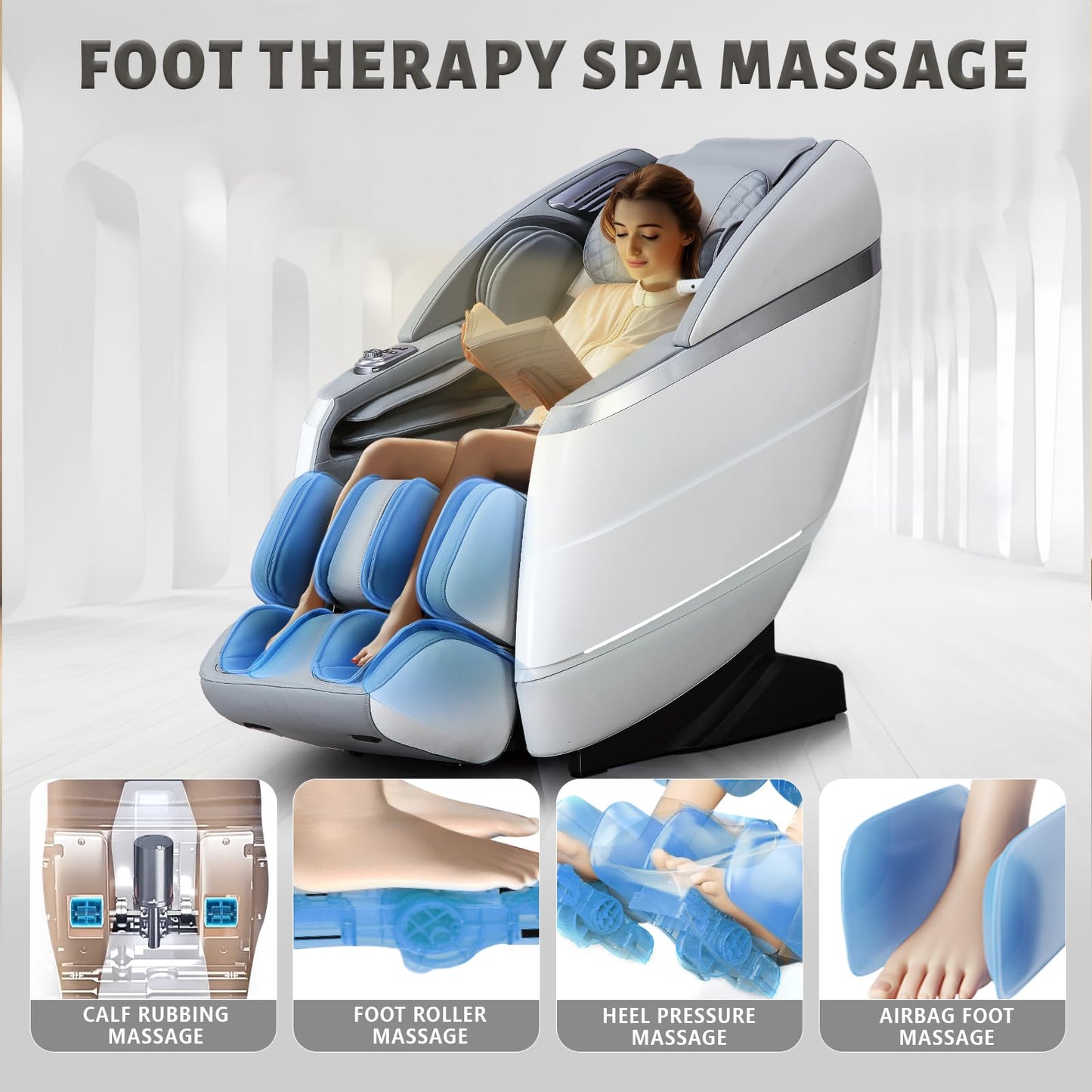 HealthRelife 4D Massage Chair Full Body, 166° Flexible Track, 18 Modes, 11Technique, 36 Airbag Massage, with Yoga Stretch, Foot Massage, Zero Gravity Massage Recliner（Grey）