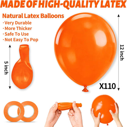 Orange Latex Balloons by [Brand Name] - 110pcs 12-Inch Balloons for Birthday Parties & Baby Showers