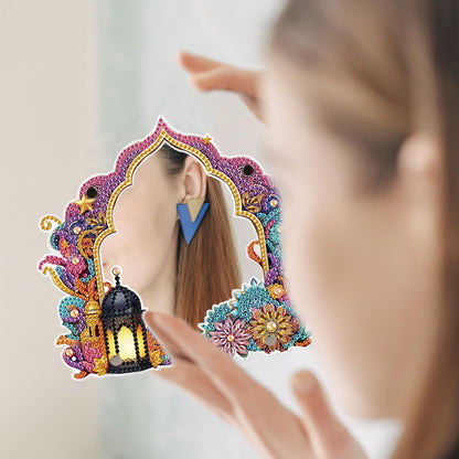 Focart 5D DIY Diamond Painting Kit Acrylic Material DIY Special Shape Diamond Art Mirror Kit, Craft Set with Tools and Accessories for Home Decoration, Good Gift for Handmake Lovers