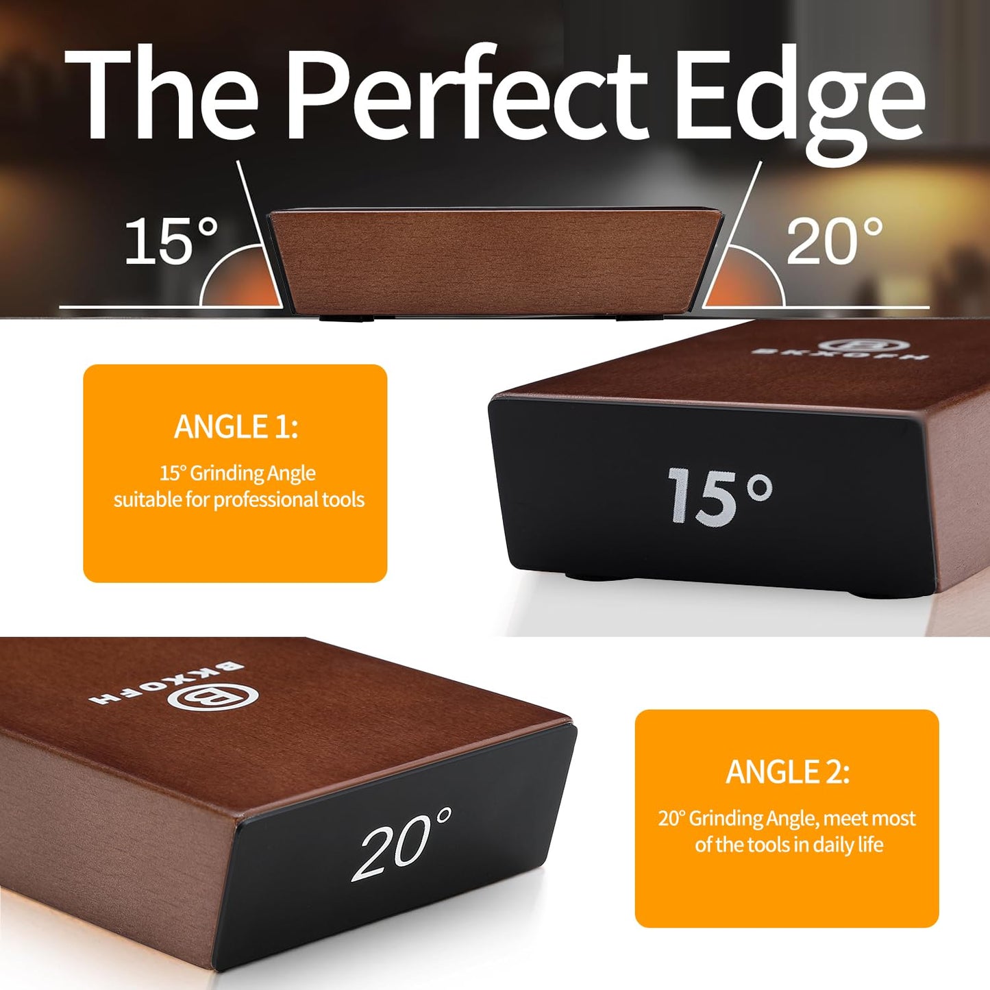 Rolling Knife Sharpener Kit, Knife Sharpening Kit, Kitchen Knives Sharpener Roller with Diamond and Ceramic for Steel of Chef Blade, Knives Sharpening Tool with 15 & 20 Degree Magnetic Angle, Walnut