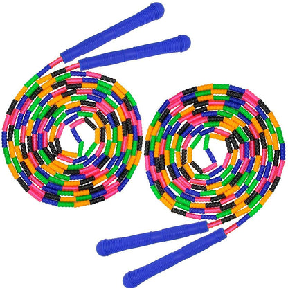Coolrunner 16 FT Long Jump Rope(2 PACK), Double Dutch Jump Ropes, Soft Beaded Skipping for Kids Adults, Plastic Segmented Long Enough for 4-5 Jumpers
