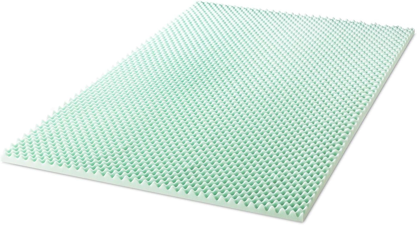 Best Price Mattress 2 Inch Egg Crate Memory Foam Topper with Aloe Infusion, CertiPUR-US Certified, Twin XL, Green