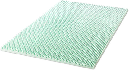 Best Price Mattress 2 Inch Egg Crate Memory Foam Topper with Aloe Infusion, CertiPUR-US Certified, Twin XL, Green