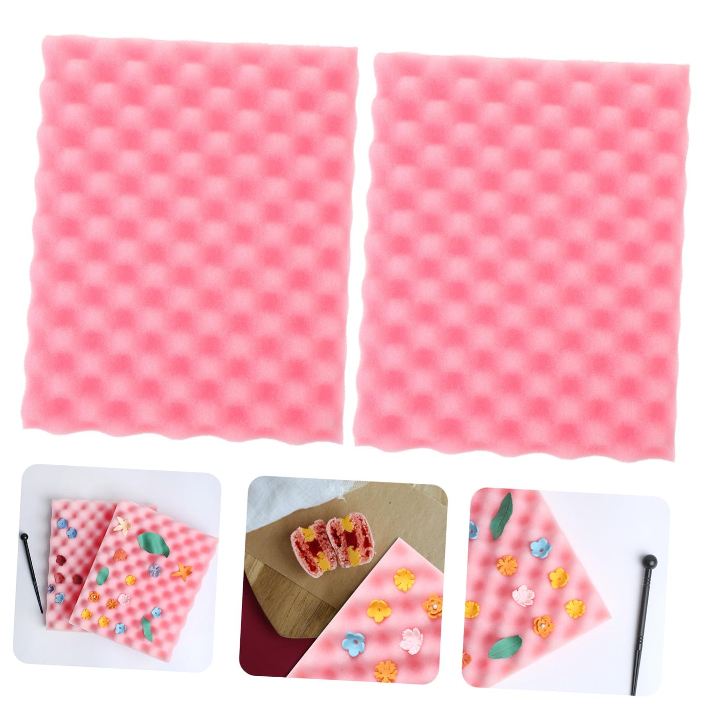 JECOMPRIS 2Pcs Fondant Flower Drying Holders Flexible Sponge Mats for Cake Decorating Tools Non Stick for Gum Paste and Royal Icing Flowers Versatile Drying Pad for Creative