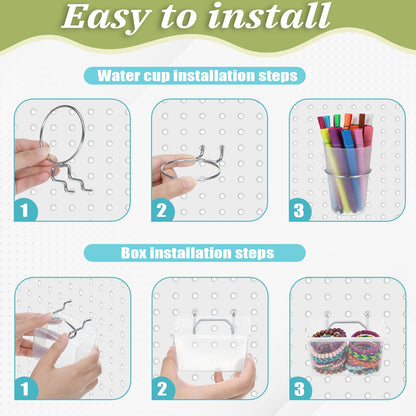 20 Pcs Pegboard Organizer Accessories Clear Peg Board Bins and Cups with Hooks and Loops Kit Pegboard Baskets Set for Craft Room Garage Workshop Workbench Office