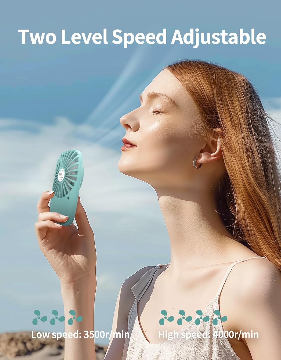 Aluan Handheld Mini Fan - Powerful USB Rechargeable Personal Fan for Home & Travel | Blue