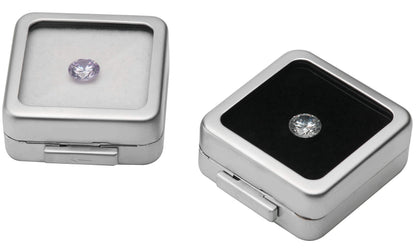 Giftop Glass Top Loose Diamond or Gemstone Display Box Case Holder Show Container Metal (Silver Small)