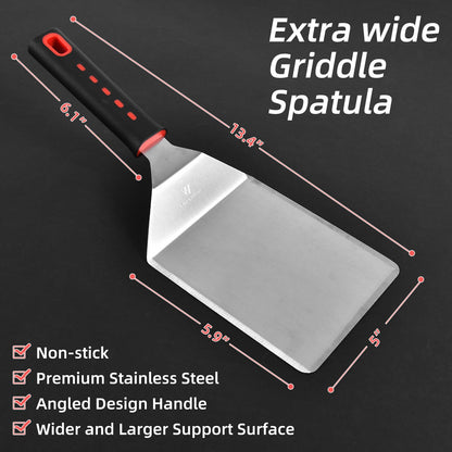 VIKEYHOME Griddle Accessories Kits, 30 Pcs Griddle Grill Tools Set, Professional Grill BBQ Spatula Set with Basting Cover, Spatula, Scraper, Bottle, Tongs, Egg Ring