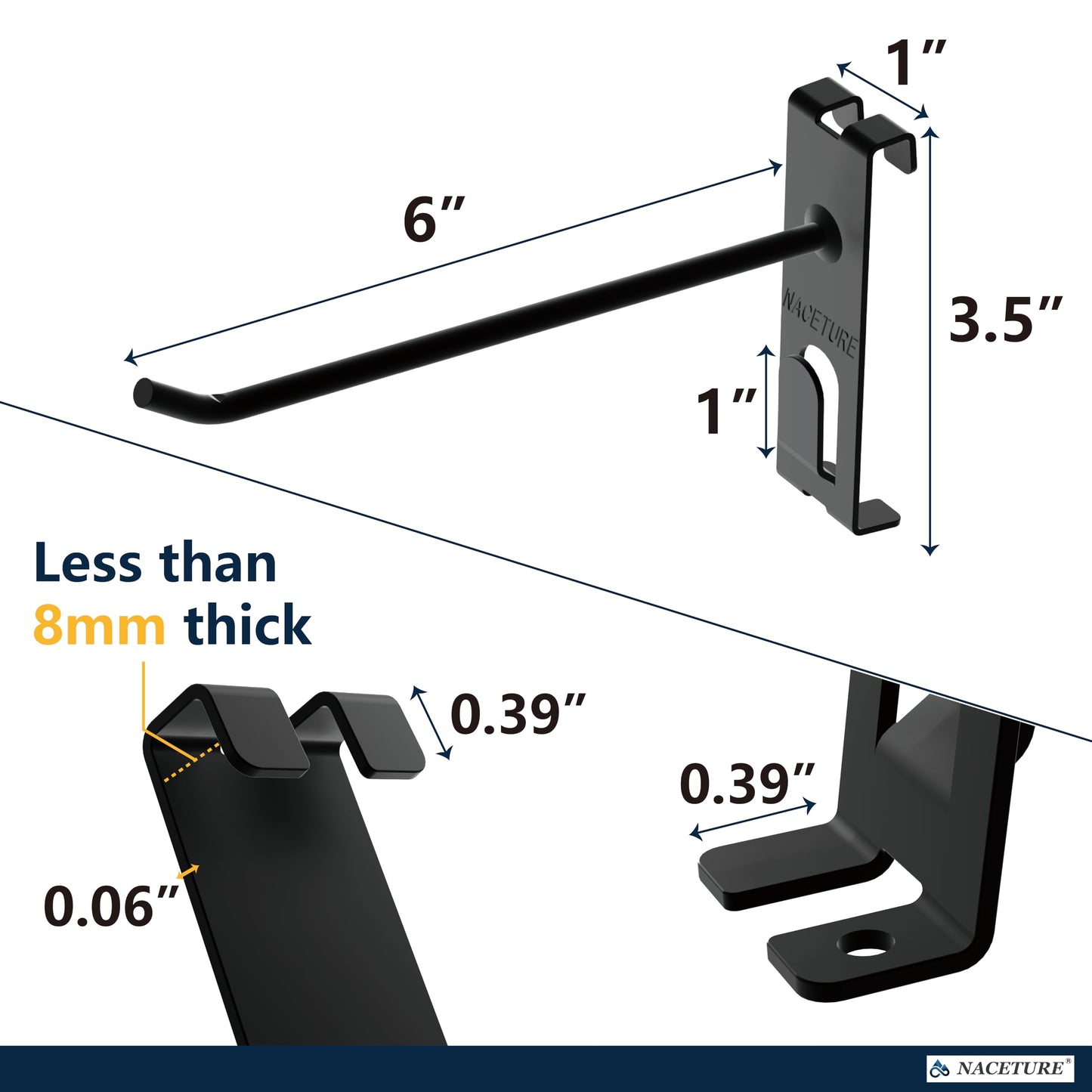 Double Gridwall Hooks- 24 Pcs Display Hooks for Grid Wall Panel- Grid Wall Hooks 6 inch with Extra Hook On The Bottom- Durable Peg Hook Wall Grid Panel Hooks for Hanging Retail Gridwall Accessories