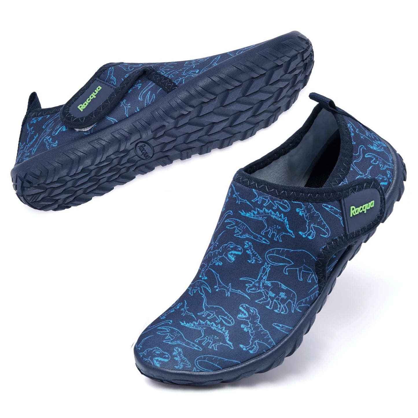 Racqua Kids Water Shoes Boys Girls Barefoot Quick Dry Lightweight Beach Sport Aqua Swim Pool Walking Surfing Boating Shoes Big Kid Dinosaur 1