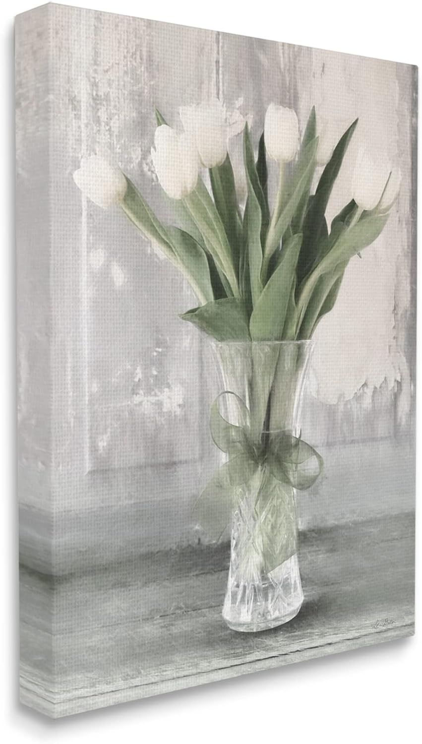 Stupell Industries - Farmhouse Distressed White Tulips Canvas Wall Art, Design by Lori Deiter