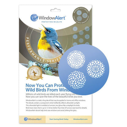 WindowAlert Performance Series Modern Dots Anti-Collision Decal - UV-Reflective Window Decal to Protect Wild Birds from Glass Collisions - Made in the USA