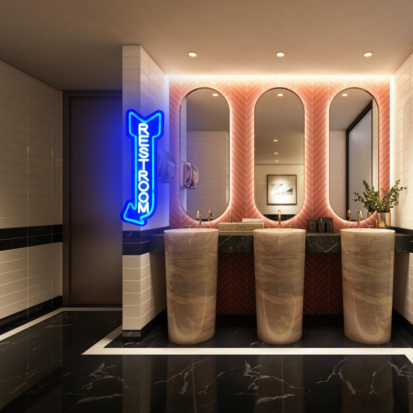Restroom Neon Sign,Toilet Neon Light with Arrow for Bar,Restaurant,Store,Bathroom Office Hotel Wall Decor