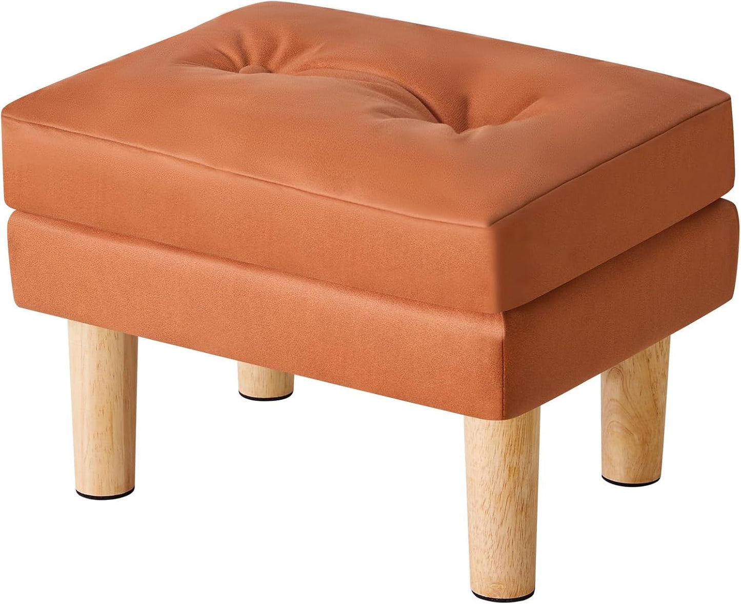 16.34" 12.4" W12.6" UHBD041J YMYNY Small Footstool Ottoman, Faux Leather Footrest with Sponge Padded Seat, Step Stool