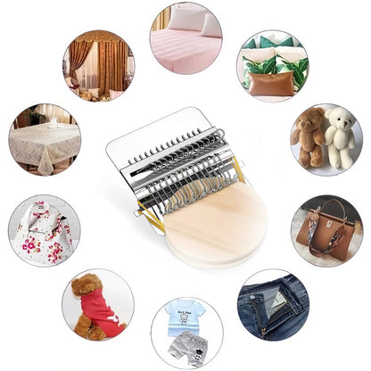 Knit kit Patch Loom, Mushroom Knit Kit Patch with 14 Hooks 16 PCS Large Eye Needles 100 Color Threads for Handcraft DIY Weaving Repair Tool Darning Kit for Beginners Mending Jeans Socks