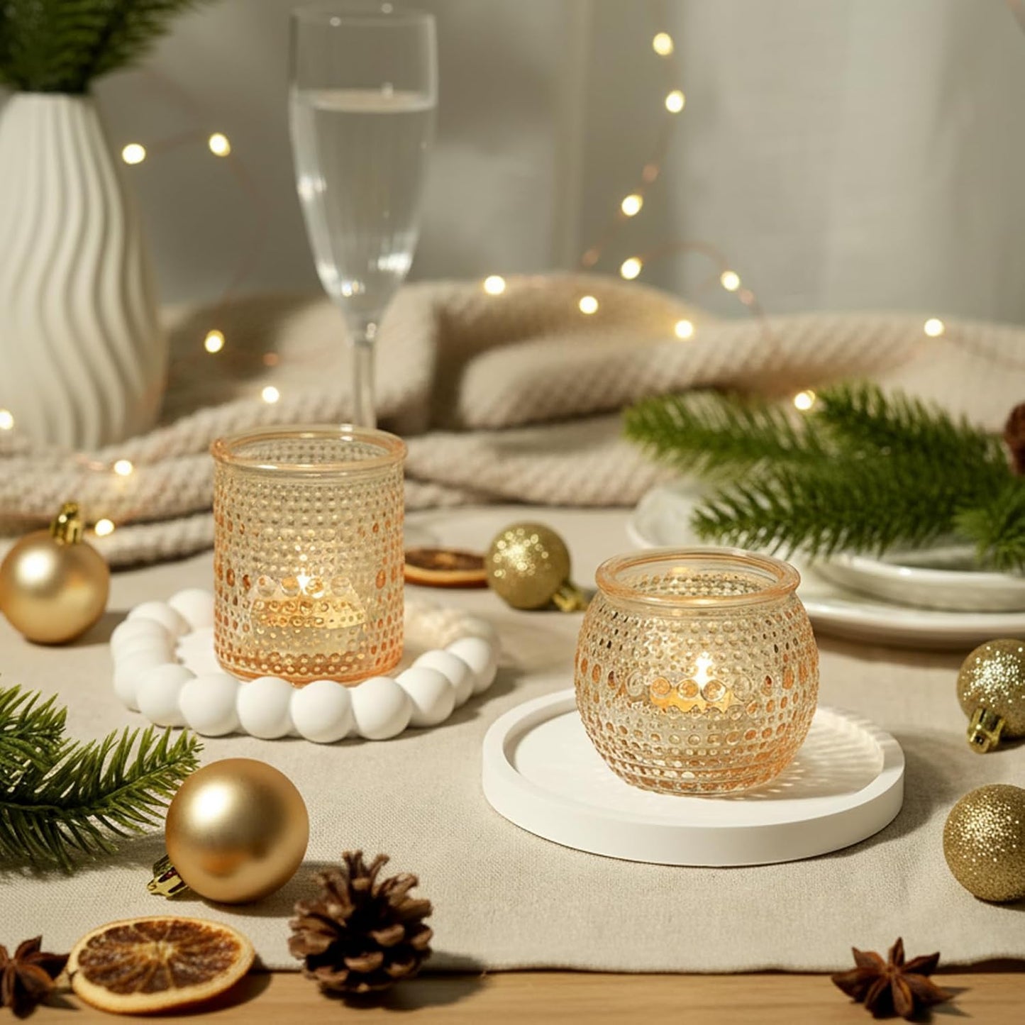 36 Packs 2x2.5inchs Votive Candle Holders for Valentine's Day, Gold Tea Light Candle Holders Glass, Votives Candle