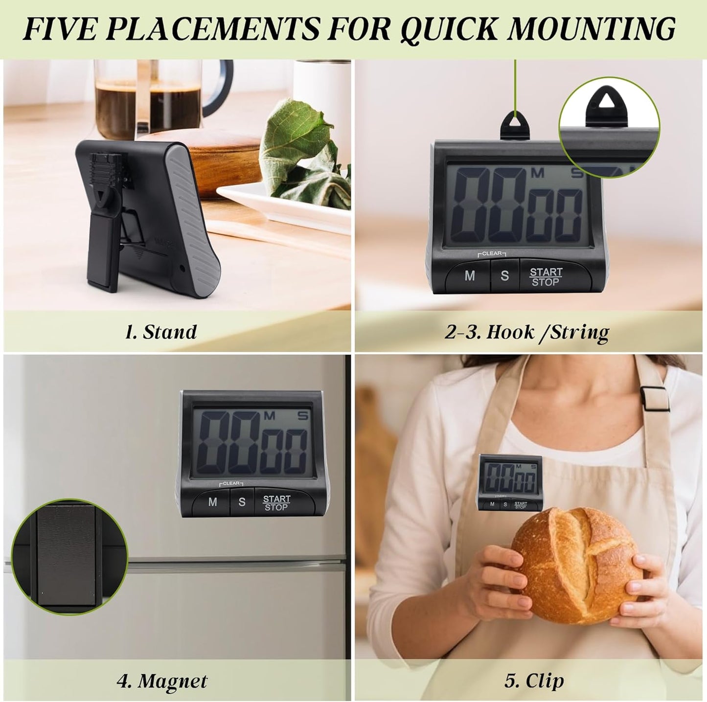 BXF SPORTS Large LCD Display Kitchen Timer -Magnetic Digital Timers,Loud Alarm,Memory and Fast Forward Function,Cooking