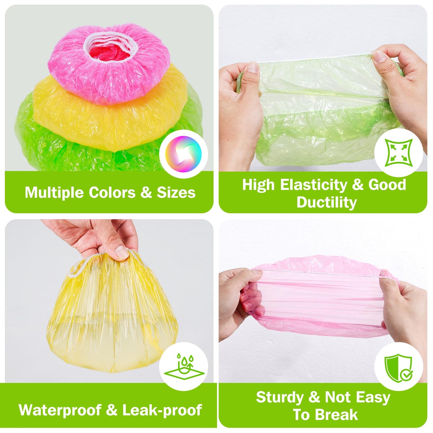 Mwellewm Plastic Bowl Covers Elastic Reusable Food Storage Stretch Saran Wrap Shower Caps Fresh Keeping Bags Bowl Covers for Bread Proofing Alternative to Foil for Family Outdoor Picnic 3 Size(120)