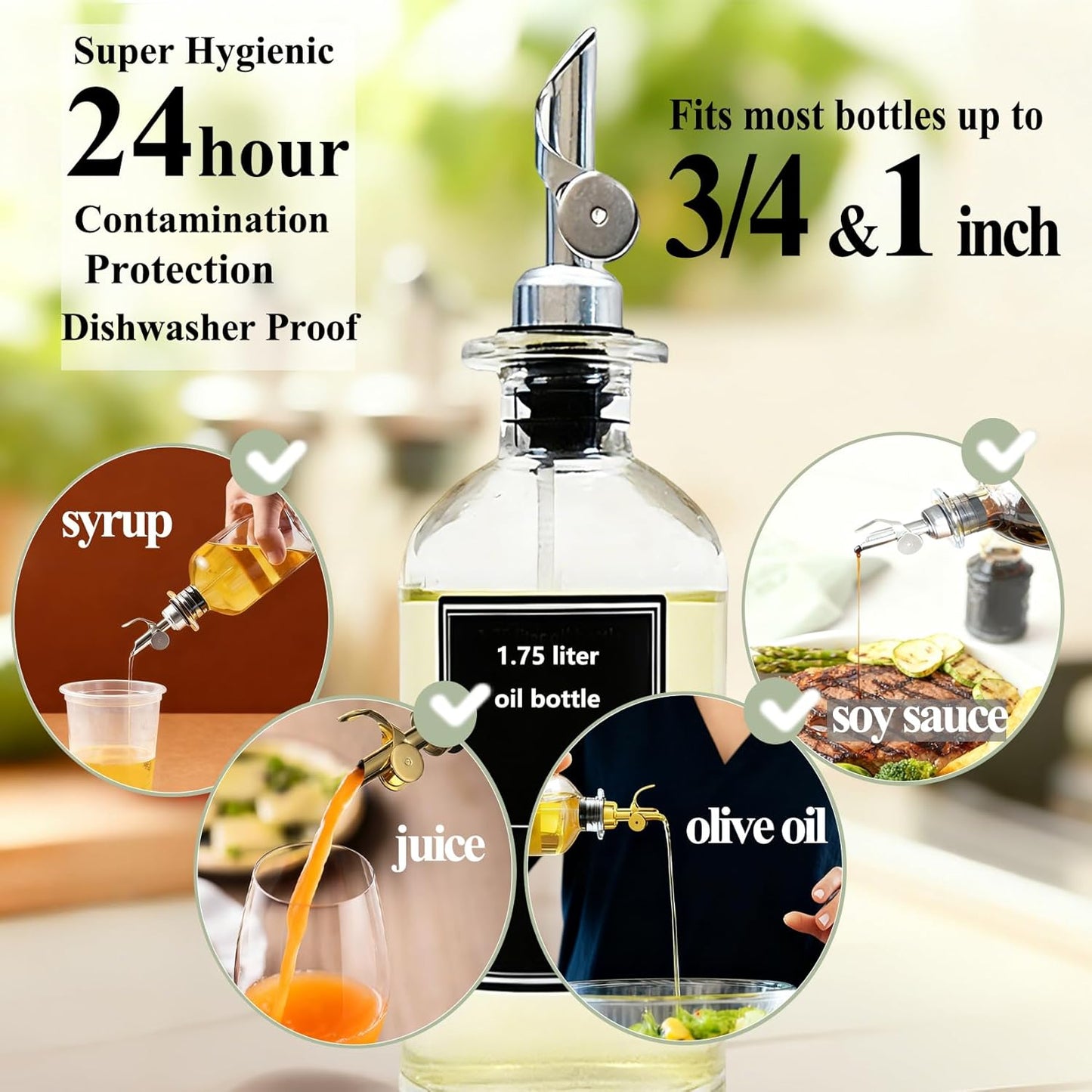 12 Pack Pafusen Olive Oil Pour Spout with Adapters, Oils Pourer for Olive Oil Dispenser Bottle, Easily Turn Your