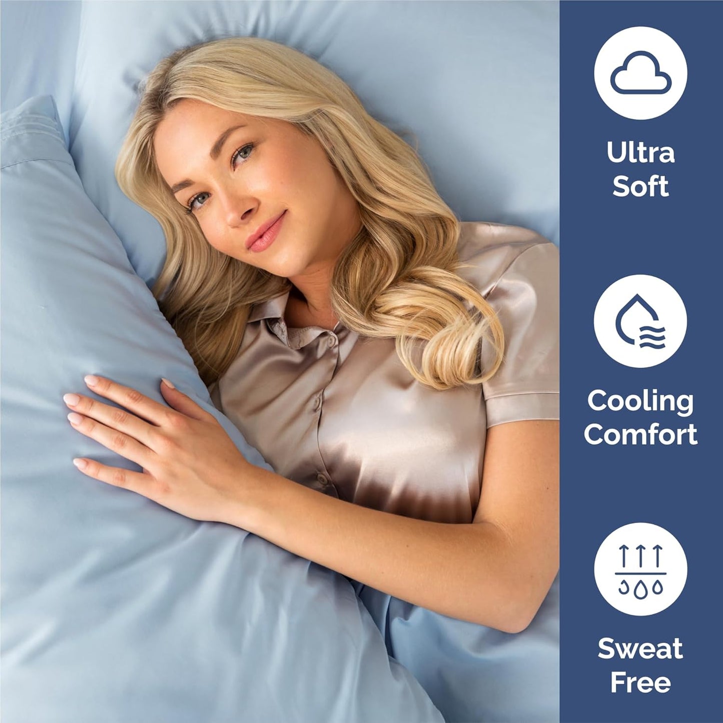 Split King Size 5-Piece Sheet Set | Comfy Cooling Bed Sheets - Luxury Hotel Quality - Deep Pockets, Soft, Wrinkle-Free - Oeko-Tex Certified - Sky Blue