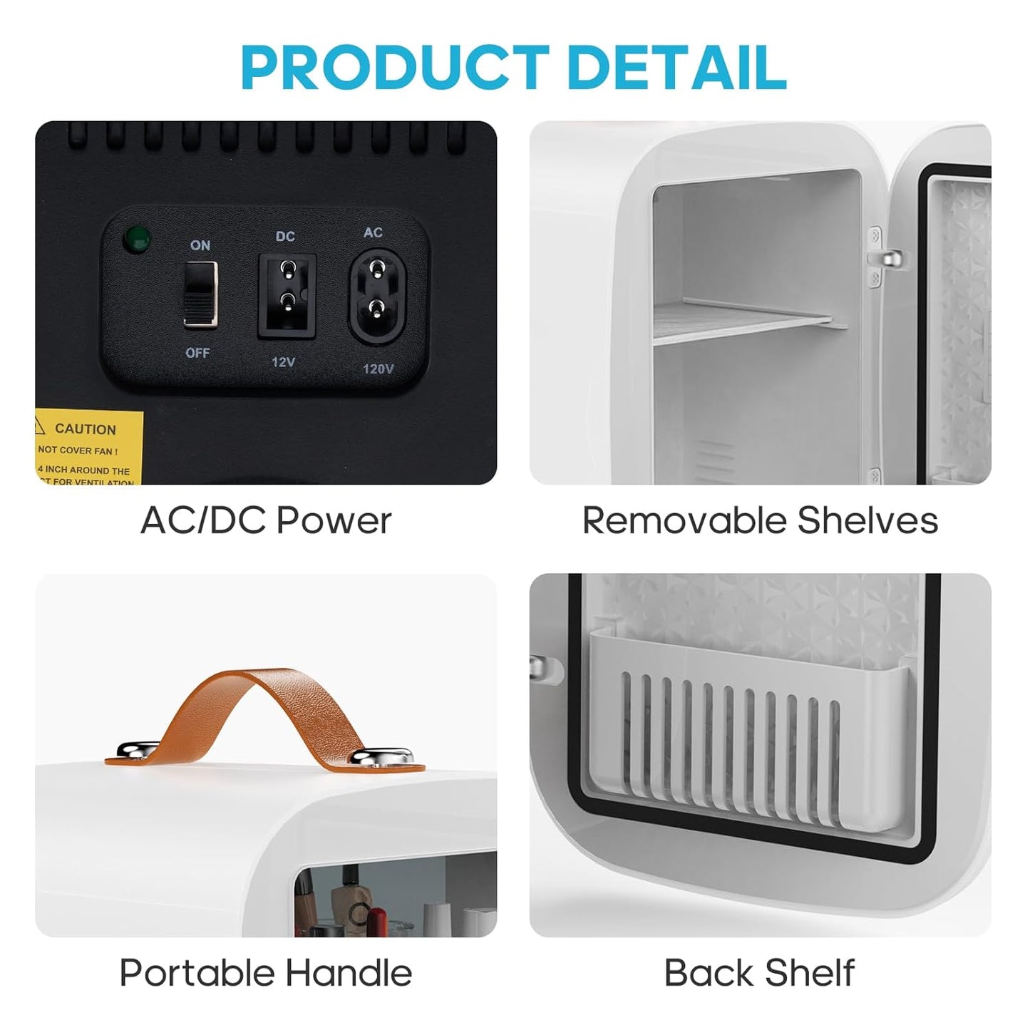 4L 6 110V Ac/12V DUMOS Mini Fridge for Bedroom, Compact Personal Fridge Cooler For Skincare, Drinks, And Snacks, Fits