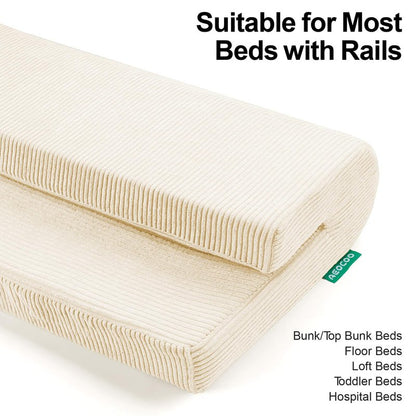 AEOCOO Bed Bumpers for Toddlers, Size 3 Ft, Toddler Bed Rail Bumper Protector for Loft Beds & Bunk Beds, Premium Soft Memory Foam Bed Guardrail, Anti-Bump | Fall Prevention, Beige