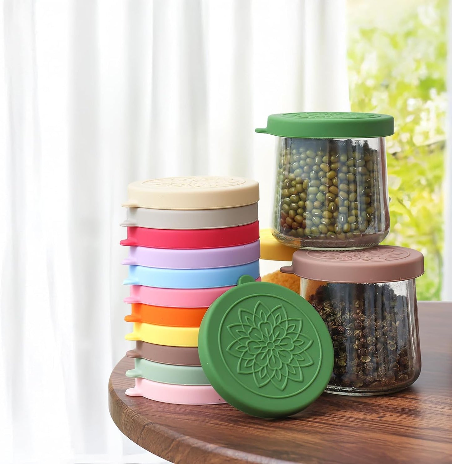 12 pack 5 oz oui yogurt jar lids - Silicone oui lids for Oui Yogurt Glass Jars,with Oui Yogurt Bottle Label, Leakproof