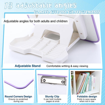 Seajan 4 Set Writing Slant Board with Stand, 15°-75° Desktop Whiteboard Dry Erase Clipboard 12x9 Inch Portable Reusable Handwriting Practice Teacher Office Supplies for Reading Drawing Studying