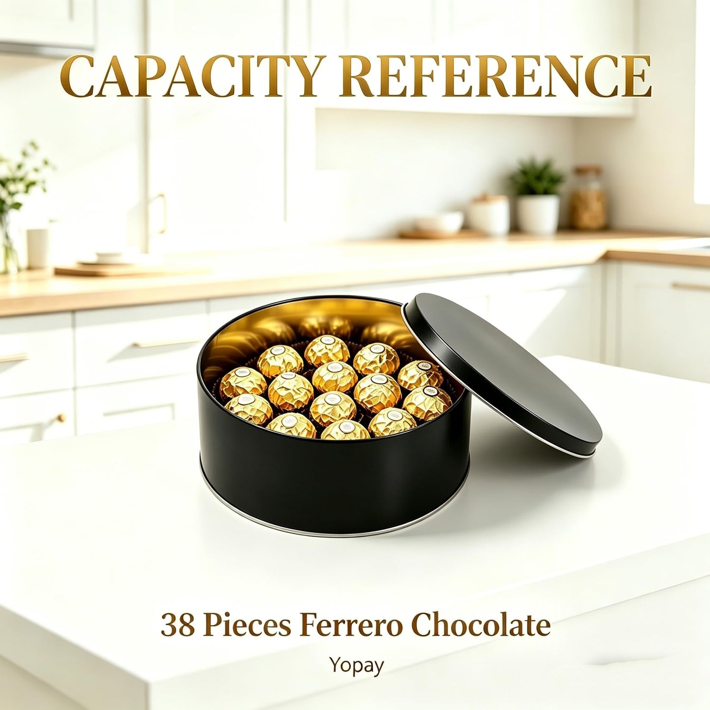 Yopay 3 Pack Cookie Tin with Lid, Round Gift Tin, Black Baking Cake Container for Storing Patisseries, Snack, Chocolate, Easter, Special Occasion, Holidays, 7" Wide by 3.2" Tall