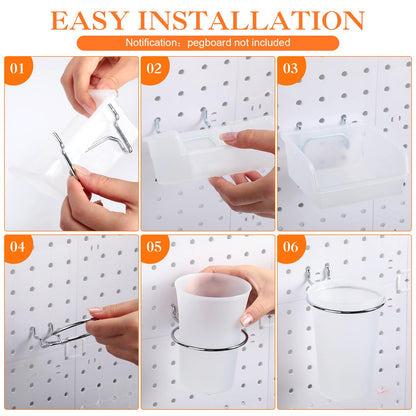 Zubebe 106 Pcs Pegboard Hooks Assortment with Bins, Pegboard Accessories Organizer Kit Include Bins with Hooks and Loops Paper Towel Craft Holder for Hanging Tool(Silver, Clear)