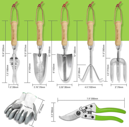 WORKPRO 7 Piece Garden Tools Set, Heavy Duty Stainless Steel with Wooden Handle, Gardening Gifts