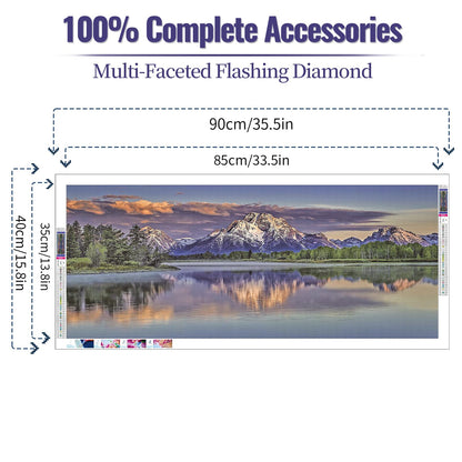 JATOK 5D Diamond Painting Kits for Adults DIY Large Mountain Full Round Drill (35.5 x 15.7 inch) Crystal Rhinestone Embroidery Pictures Arts Paint by Number Diamond Art Kits for Home Wall Decor