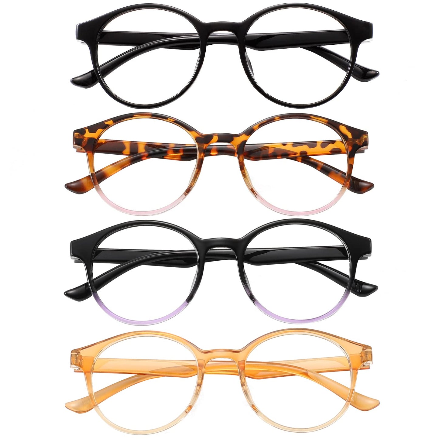 Przene 4 Pack Blue Light Blocking Glasses for Women Men,Retro Round Computer Gaming Glasses Anti Eye Strain/UV/Glare (Standard, Mixed Color-C2)