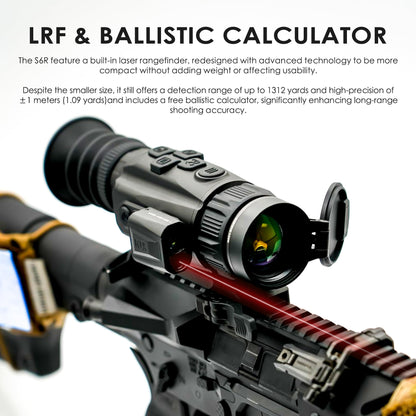 RIX STORM-S6R 12um 640 Thermal Scope 35mm with Laser Rangefinder(50Hz), Thermal RifleScope with 1968 Yards Detection Range and Ballistic Calculator, ≤1lb, Safety Level-Class I, Power Output＜1mW