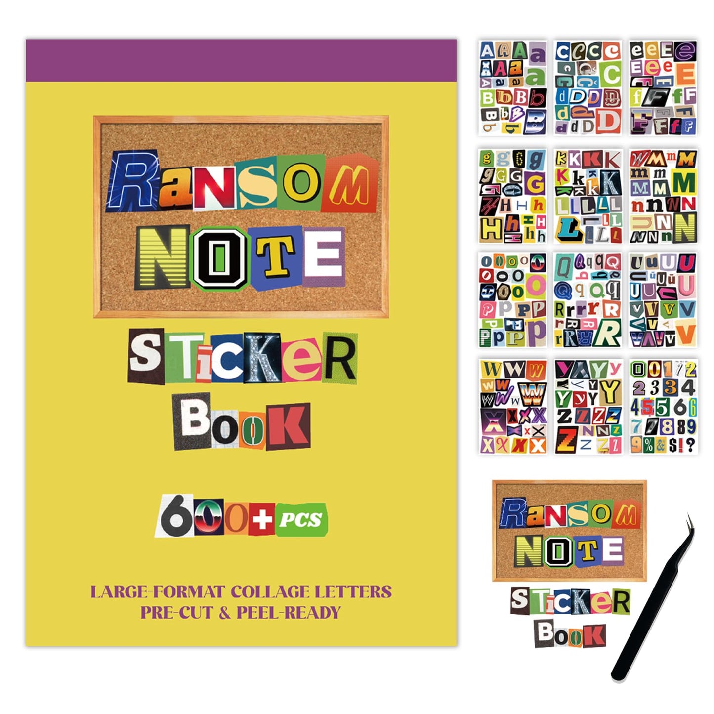 Large Ransom Note Alphabet Letter Stickers Book, Retro Mixed Font Collage Stickers for Scrapbooking, Junk Journal, DIY Craft Projects, Peel & Ready Stickers for Journaling, Card Making, Home Decor