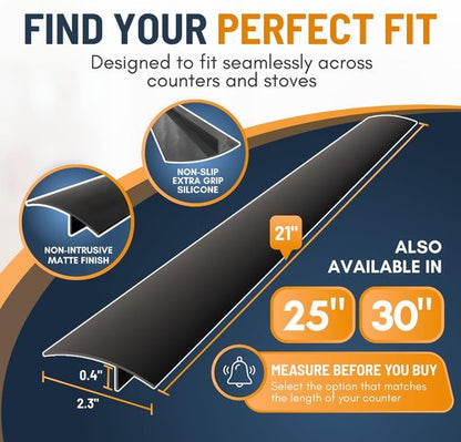 Linda’s Essentials Silicone Stove Gap Covers - Heat Resistant 21-Inch Oven Gap Filler | Easy to Clean Black (2 Pack)