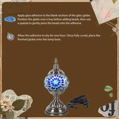 GYHPD DIY Turkish Mosaic Lamp Kit, Stained Glass Table Lamp Making Kit - Fun, Easy, No Experience Required, Complete Mosaic Art & Craft Project Kit for Adults & Teens, Make Your Own Table Lamp (Blue)
