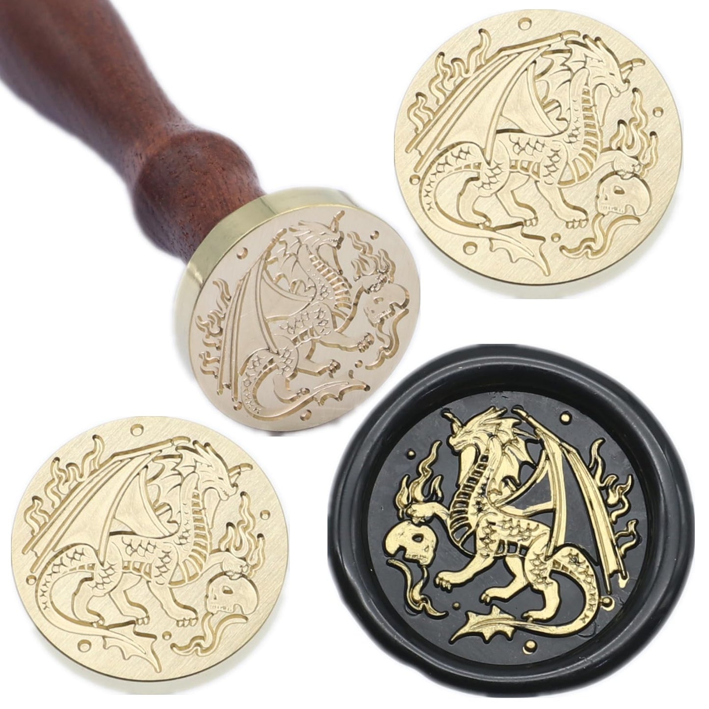 ONWINPOR Skull Skeleton Wax Seal Stamp Set - Removable Brass Head Sealing Stamp Kit, Great for Decorating Party Invitations
