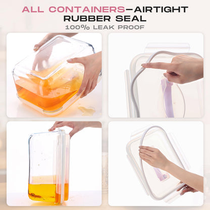 Blushtier 2 Pcs 6500 ML/ 220 oz/ 28 Cup Large Glass Food Storage Containers with Airtight Locking Lid Ideal Storing Food Vegetables Fruits Baking Casserole Lasagna Roasting Turkey, Transparent