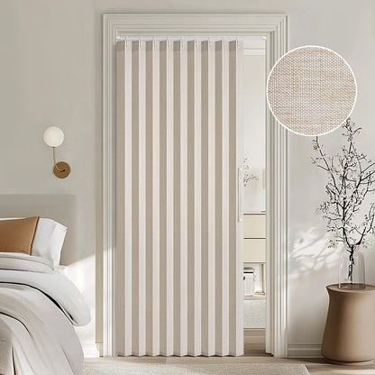 MIULEE Accordion Style Magnetic Folding Door Curtains - Pleated Cream Drapes for Room Divider | Beige, 39" x 78" Panel