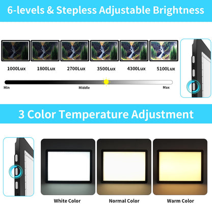 Phylosal Rechargeable A3 Light Pad with Built-in Stand & Bag, Magnetic Tracing Light Box for Drawing, Diamond Art Light Board with Side Button, Super Bright Light Table for Diamond Painting Black